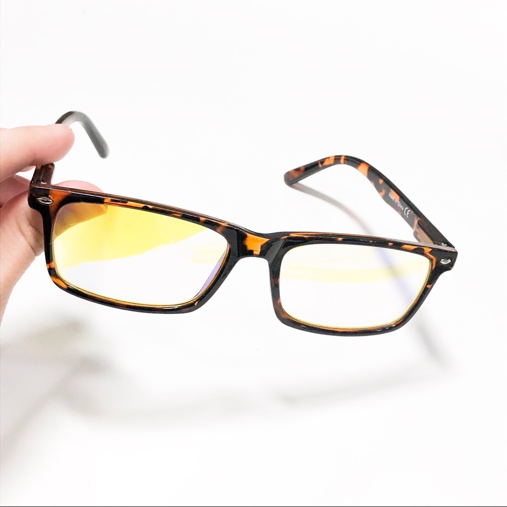 Rectangular Tortoiseshell Blue Light Glasses - Picture 4 of 5